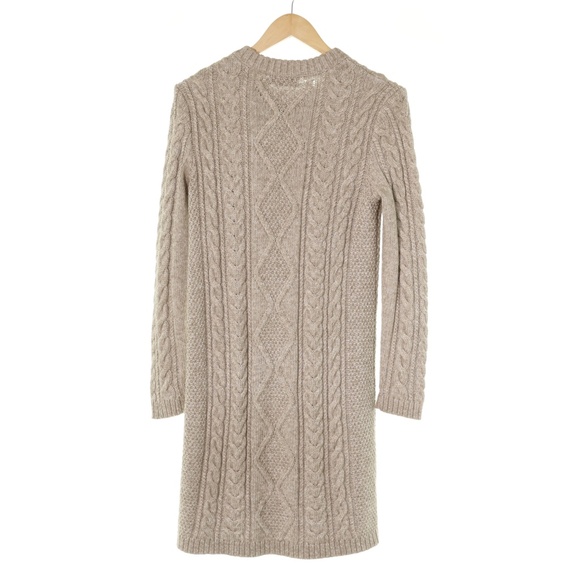 Polo Ralph Lauren Cable Knit Fisherman Crewneck Cotton Oatmeal Sweater Dress M - Picture 2 of 7